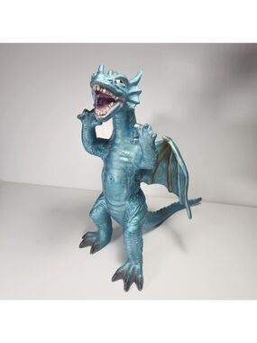 Toy Major Trading Co. Dragon 12" Tall Winged Blue with Gold Dragon Toy 2005